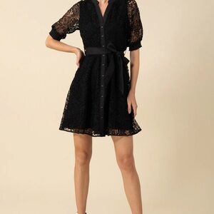 Hale Bob Black Christina Lace Mini Dress NWT